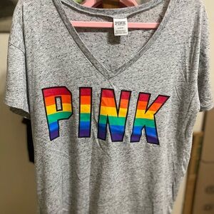 PINK Victoria's Secret Speckled Gray Tee